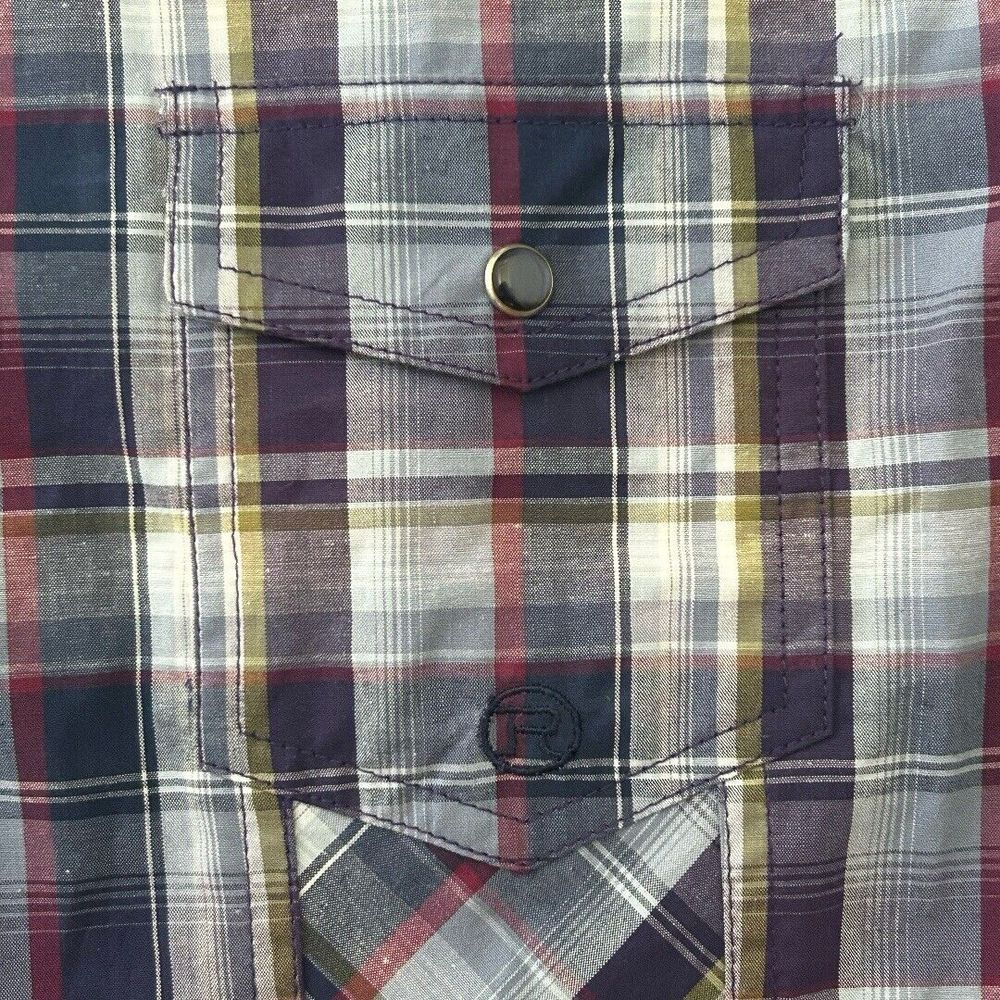 Roper Women's Long Sleeve Snap Blue Plaid Wester Shirt Cotton Pockets Size XL - Picture 6 of 8